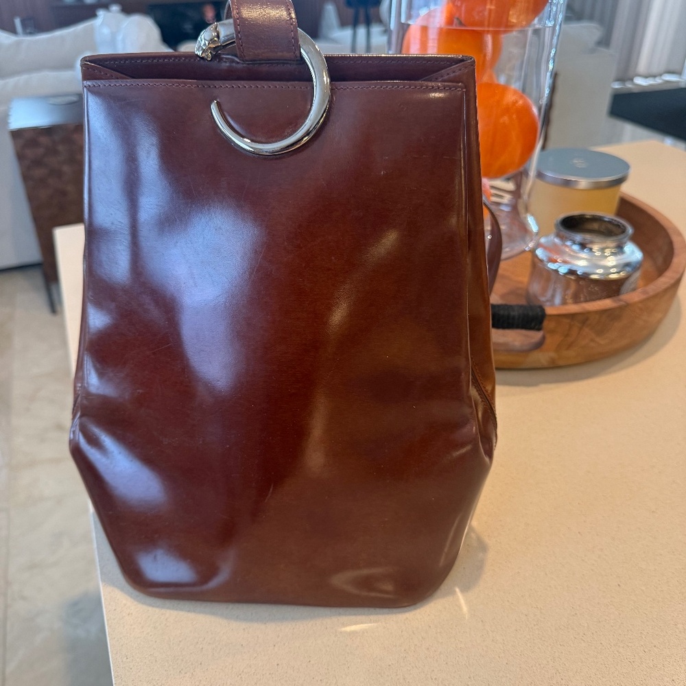 Cartier Vintage Leather Bag Must de Cartier Brown Shoulder Bag Authentic w/ Card